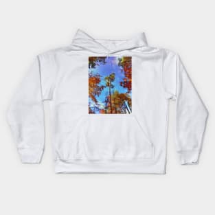 Tops of tress in an autumn setting Kids Hoodie